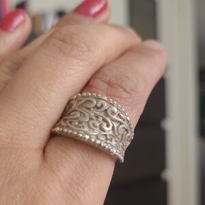 Effy Sterling Silver Filigree Ring With 18kt Gold Round Accents